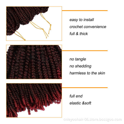 2021 Colorful Spring Twist Crochet Hair 8 Inch 60 Roots Passion Twist Pre-Looped Crochet Braids For Beauty